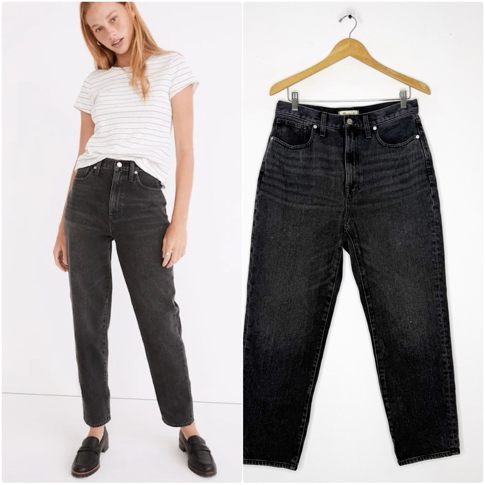Madewell Baggy Tapered Jeans Size 29 Mackinnon Wash High Rise Black Denim